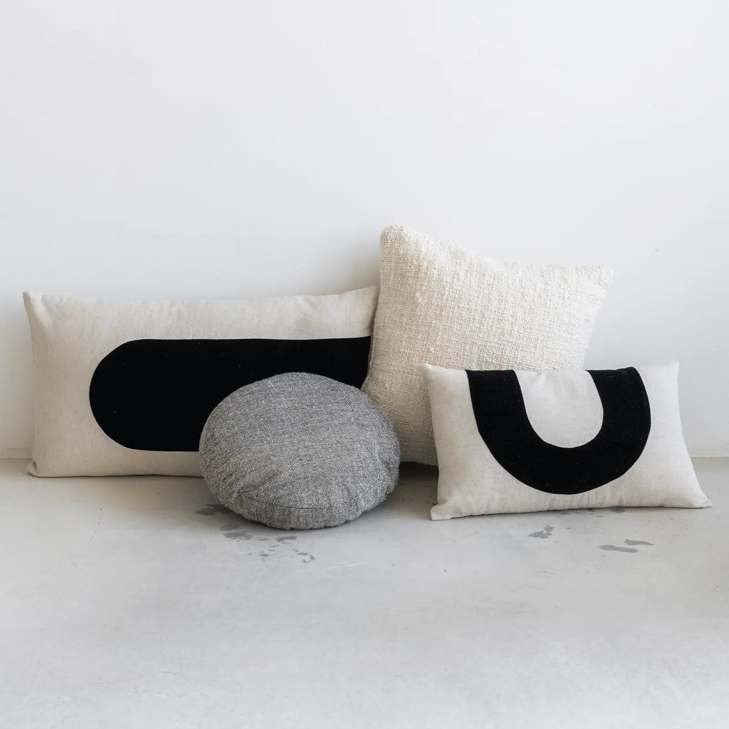 Grand coussin imprimé velours noir Urban Nature Culture